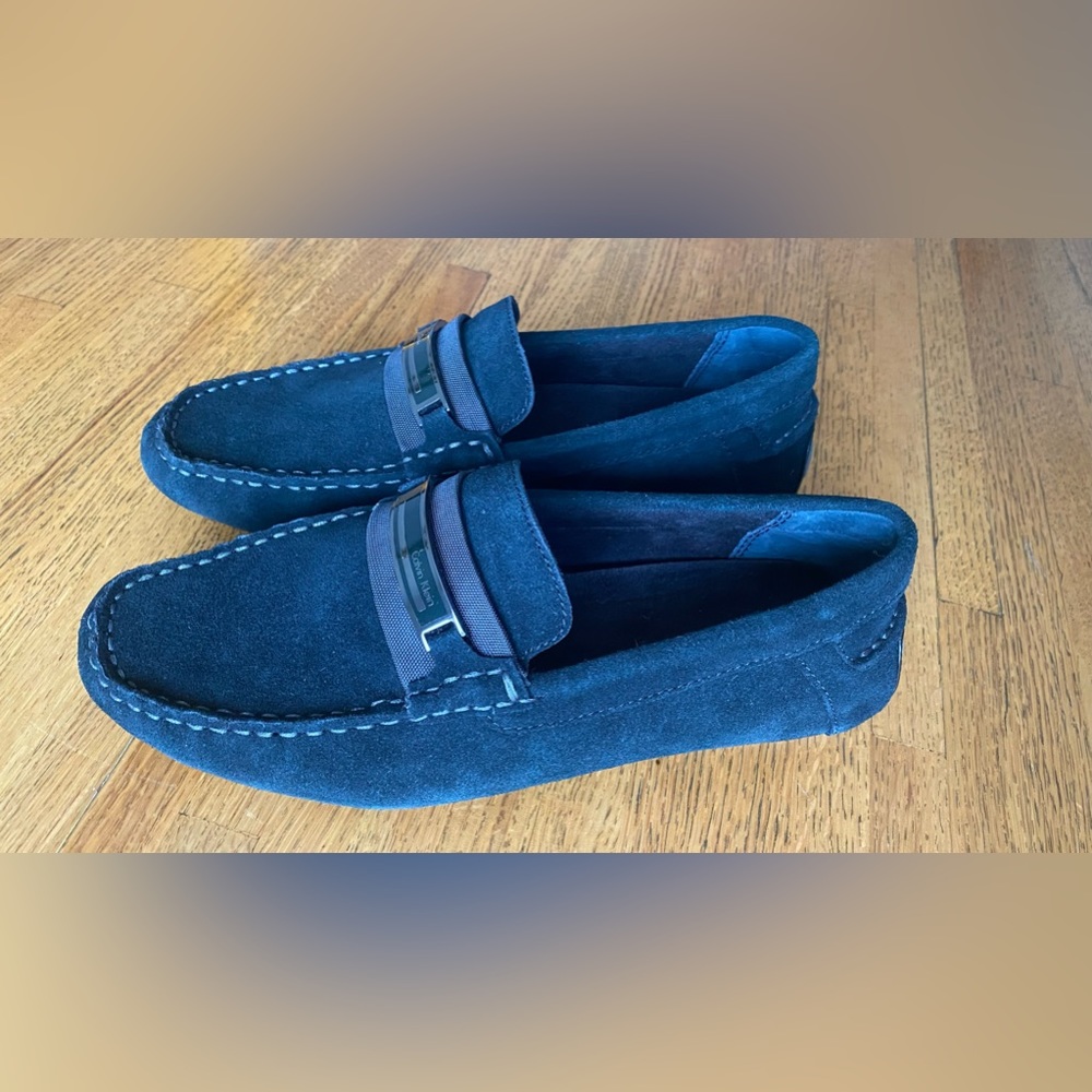 Calvin Klein Mens Loafers, Color Black, Size 8.5M Milton Suede